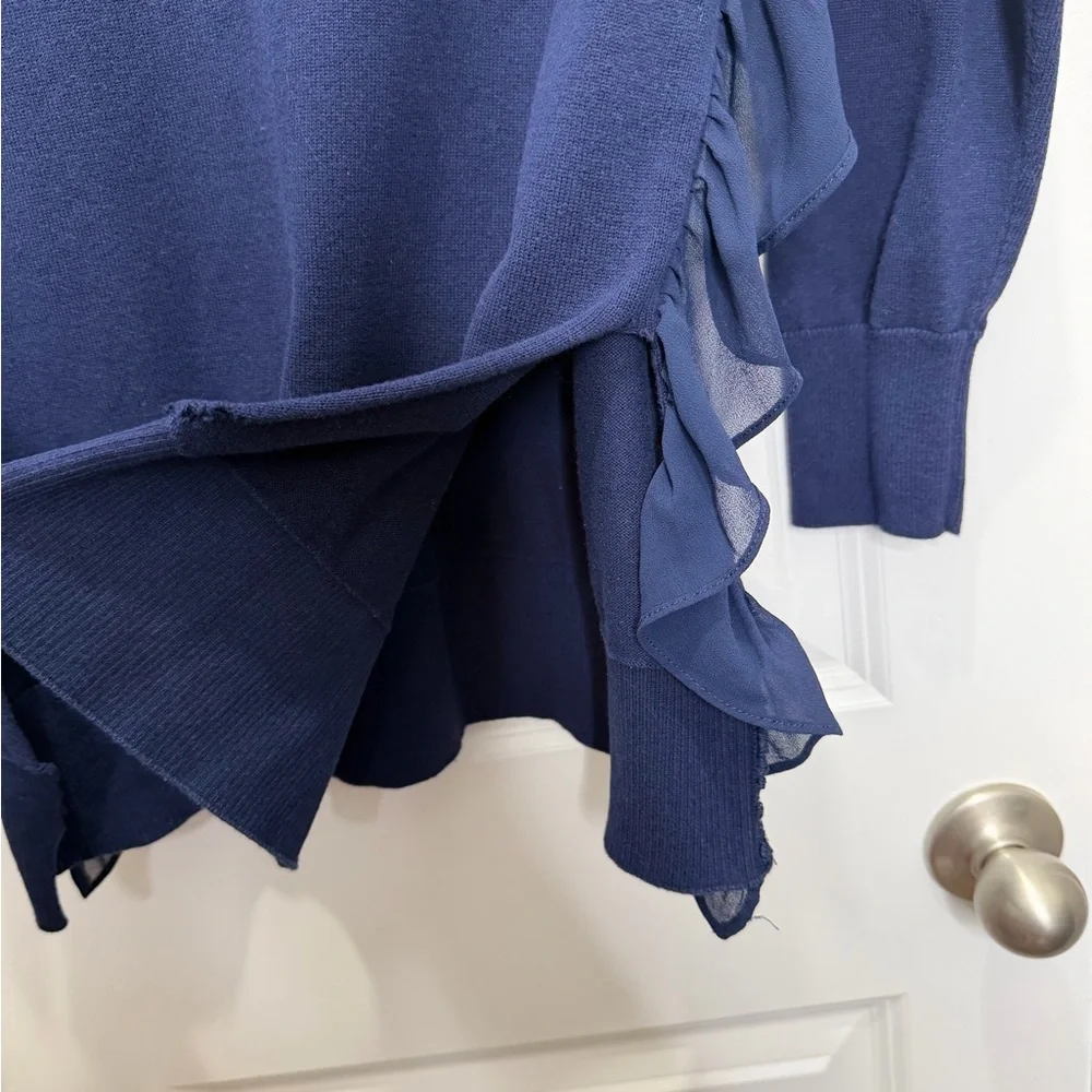 Michael Kors ruffles‎ trim sweater in blue Size Small
